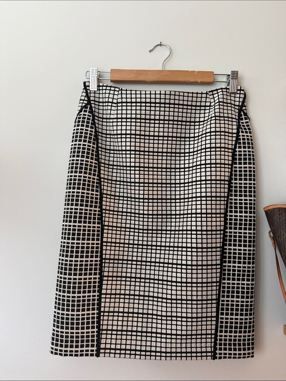 Lafayette 148 New York Black and White Grid Pencil Skirt